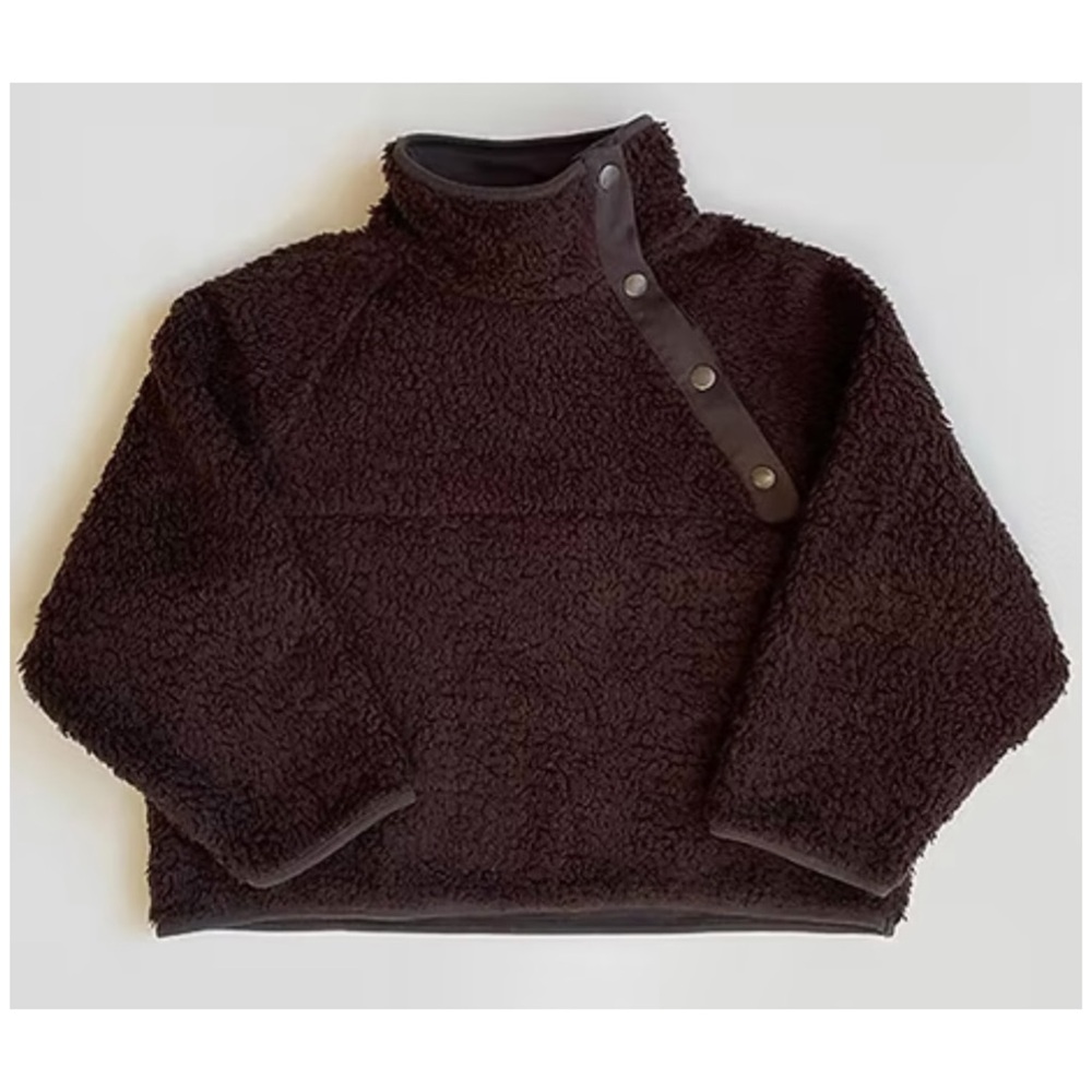 The Simple Folk | Cozy Organic Sherpa Sweater Chocolate | 0 - 3 Months